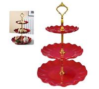 zgpzlhd Présentoir à gâteaux à 3 étages, pour gâteaux de mariage, cupcakes et pâtisseries de fête （Rouge