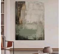 ZGRRXSM Affiche moderne abstraite sur toile, tons neutres, vert sauge et beige, style wabi-sabi, pour la décoration du salon (70 x 100 cm, cadre intérieur).