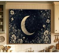ZGRRXSM Impression sur toile, affiches, lune, étoiles, fleurs, tableaux décoratifs pour salons, bureaux, chambres, décoration intérieure (30 x 40 cm/cadre intérieur)