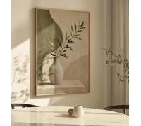 ZGRRXSM Tableau mural minimaliste méditerranéen représentant un vase en céramique avec une branche d'olivier, style nature morte, pour le salon (80 x 120 cm, sans cadre).