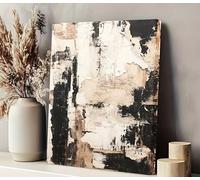 ZGRRXSM Tableau sur toile moderne, abstrait, minimaliste, tons neutres beige et marron, décoration murale pour salon (80 x 120 cm, sans cadre)