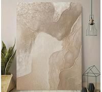 ZGRRXSM Toile imprimée abstraite minimaliste moderne, tons neutres beige crème, lignes ondulées, décoration murale pour salon (70 x 100 cm/sans cadre)