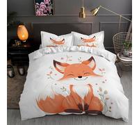 ZGRTZH Housse de Couette 140 x 200 Enfant Renard Parure de Lit 1 Personne avec Fermeture Éclair Doux Respirant Microfibre Housse de Couette One Piece et 2 Taie d'oreiller 65 x 65 cm