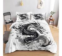 ZGRTZH Housse de Couette 220 x 240 Adulte Dragon Parure de Lit 2 Personnes avec Fermeture Éclair Doux Respirant Microfibre Housse de Couette One Piece et 2 Taie d'oreiller 65 x 65 cm