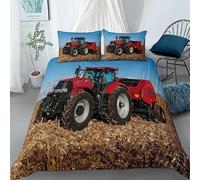 ZGRTZH Housse de Couette 220 x 240 Adulte Tracteur Parure de Lit 2 Personnes avec Fermeture Éclair Doux Respirant Microfibre Housse de Couette One Piece et 2 Taie d'oreiller 65 x 65 cm