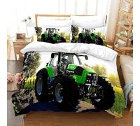 ZGRTZH Housse de Couette 220 x 240 Adulte Tracteur Parure de Lit 2 Personnes avec Fermeture Éclair Doux Respirant Microfibre Housse de Couette One Piece et 2 Taie d'oreiller 65 x 65 cm