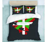 ZGRTZH Housse de Couette 240 x 260 Adulte Drapeau Basque Parure de Lit 2 Personnes avec Fermeture Éclair Doux Respirant Microfibre Housse de Couette One Piece et 2 Taie d'oreiller 65 x 65 cm