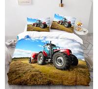 ZGRTZH Housse de Couette 90 x 190 Enfant Tracteur Parure de Lit 1 Personne avec Fermeture Éclair Doux Respirant Microfibre Housse de Couette One Piece et 2 Taie d'oreiller 65 x 65 cm