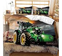 ZGRTZH Housse de Couette 90 x 190 Enfant Tracteur Parure de Lit 1 Personne avec Fermeture Éclair Doux Respirant Microfibre Housse de Couette One Piece et 2 Taie d'oreiller 65 x 65 cm