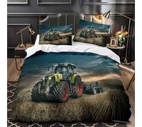ZGRTZH Parure de Lit 260 x 240 Adulte Tracteur Housse de Couette 2 Personnes avec Fermeture Éclair Doux Respirant Microfibre Housse de Couette One Piece et 2 Taie d'oreiller 65x65cm