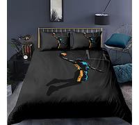 ZGRTZH Parure de Lit 90 x 190 Enfant Basketball Housse de Couette 1 Personne en Microfibre Breathable Doux Housse de Couette One Piece avec Fermeture Éclair et 2 Taie d'oreiller 65 x 65 cm