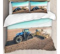 ZGRTZH Parure de Lit 90 x 190 Enfant Tracteur Housse de Couette 1 Personne en Microfibre Breathable Doux Housse de Couette One Piece avec Fermeture Éclair et 2 Taie d'oreiller 65 x 65 cm