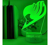 ZGSBT 3D Illusion Lampe Led Veilleuse Anime Fairy Tail Logo 7 Couleurs Jouets Anniversaire Vacances Cadeaux Famille Fête Décoration Pour Enfants Garçons Filles