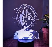 ZGSBT Lampe Illusion 3D Veilleuse LED Acrylique Manga Les Sept Péchés Capitaux Gadget Meliodas Figure Enfants Lampe De Table Cadeau Pour La Maison Chambre Lumière Décorative