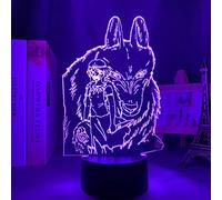 ZGSBT Lampe Illusion 3D Veilleuse LED Anime Princesse Mononoke Pour Enfants Chambre Décor D'anniversaire Cadeau Manga Chambre Bureau Lampe Princesse Mononoke