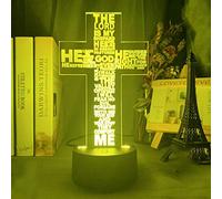 ZGSBT Lampe Illusion 3D Veilleuse Led La Sainte Bible Psaume Chrétien Poème Croix Pour Église Décor Cadeau Pour Chrétiens Chambre Lampe De Table Croix Jésus