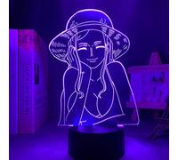 ZGSBT Lampe illusion 3D Veilleuse LED One Piece Nico Robin Pour Enfants Chambre Décor Cadeau Japonais Anime One Piece Nico Robin Garçon Fille Creative Vacances Cadeau De Noël
