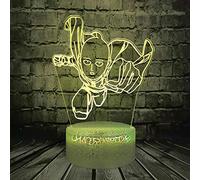 ZGSBT Lampe Illusion 3D Veilleuse LED One Punch Man Saitama Figure Pour La Décoration De La Maison Lampe De Table Manga Humeur Sommeil Lumière De Vacances Cadeau D'anniversaire Pour Garçons Et Filles