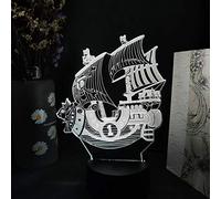 ZGSBT Lampe Illusion 3D Veilleuse LED Un Mille Modèle De Bateau Ensoleillé De Anime One Piece Pour Enfants Chambre Décor Cadeau Lampe De Table Pour Studio Pour Enfants