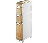 ZGSSOPTU Armoire de rangement empilable à 3/4/5 niveaux, chariot à roulettes fin, accessoires au sol pour salle de bain (quatrième étage, 21 cm)