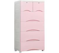 ZGSSOPTU Armoire de rangement en plastique pour enfants avec tiroirs - Boîte de rangement multicouche (rose, 5 couches)