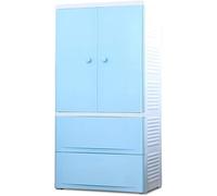 ZGSSOPTU Armoire de rangement épaisse en plastique pour enfants avec double porte et tiroir 58 x 40 x 114 cm (bleu, à suspendre)