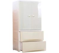 ZGSSOPTU Armoire de rangement épaisse en plastique pour enfants avec double porte et tiroir 58 x 40 x 114 cm (beige, à suspendre)