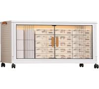 ZGSSOPTU Bacs de rangement à double porte latérale en plastique avec couvercle et roulettes empilables pour organiser la maison le plus proche (70 x 43 x 44,5 cm)