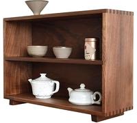ZGSSOPTU Buffet étagères pour petites armoires de bureau en noyer noir présentoir de rangement 3 couches en bois massif ménage