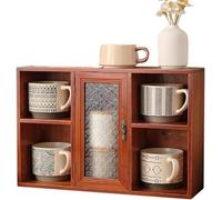 ZGSSOPTU Ensemble à thé en bois pour cuisine, salle de bain, comptoir, mini organisateur buffet avec portes en verre, vitrine