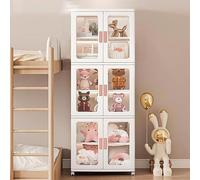 ZGSSOPTU Lot de 65 bacs de rangement empilables en plastique avec couvercles et roues, panneaux de porte transparents, bacs de rangement pliables, haute capacité, pour placard, chambre à coucher