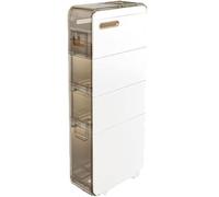 ZGSSOPTU Meuble de rangement étroit pour salle de bain avec roulettes pour places.Tiroirs latéraux compacts, papier toilette, blanc, quatrième étage)
