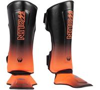 ZGSSOPTU Protège Tibia Boxe Protège-Tibias pour Adultes MMA, Leggings de Boxe, équipement de Protection pour entraînement Muay Thai, Cuir PU, Arts Martiaux, Kickboxing, karaté, Sparring-Orange||L