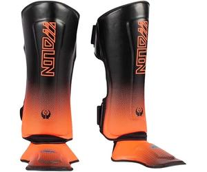 ZGSSOPTU Protège Tibia Boxe Protège-Tibias pour Adultes MMA, Leggings de Boxe, équipement de Protection pour entraînement Muay Thai, Cuir PU, Arts Martiaux, Kickboxing, karaté, Sparring-Orange||L
