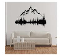 ZGSYH Art mural en métal,décoration murale de montagne et de forêt 2024,décoration murale de pins et de montagne,grande sculpture murale,décoration de Noël naturelle pour intérieur/extérieur(Black+whi