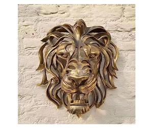 ZGSYH Grande décoration murale tête de lion, nouvelle sculpture d'art murale à tête de lion faite à la main, sculpture murale en résine 3D dorée tête de lion pour cadeaux de ferme ( Size : 25*10*30cm