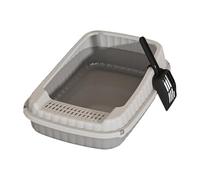 ZGUZMCMK Bac à Litière Ouvert, Bac à Litière pour Chat avec Ouverture, Grand Bac à Litière Portable, Bac à Litière pour Chat, Gris