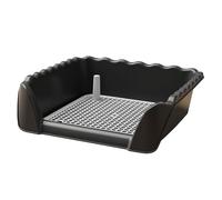 ZGUZMCMK Bac à Litière pour Chien et Chat, Produit d'entretien en Polypropylène avec Protection Anti-éclaboussures et Grille Amovible pour Petits Animaux, Noir