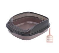 ZGUZMCMK Bac à Litière Semi Fermé Plateau Litière Bac Toilette pour Chat Bord Élevé Anti Projection en PP Résistant Facile à Transporter Convient pour, Brun Moyen