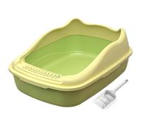 ZGUZMCMK Bac à Litière Semi-fermé pour Chat, Bac à Litière, Grande Capacité, en Polypropylène avec Fond Lisse et Séparateur, Protection Anti-éclaboussures, Vert