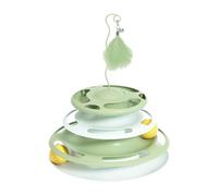 ZGUZMCMK Circuit de Jeu pour Chat avec Plateau Tournant à Balles Multi-Niveaux, Jouet pour Chat en Polypropylène, Puzzle de Mouvement Automatique pour Le Salon, Vert