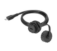 ZGUZMCMK Connecteur Étanche Micro USB Montage sur Panneau Écrou Verrouillage pour Câble Blindé à Capuchon Fixe pour Boîtier Personnalisé Équipement Embarqué, 0,3m