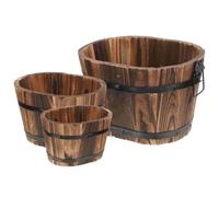 ZGUZMCMK Ensemble de 4 Jardinières, Seaux et Pots de Fleurs en Bois avec Poignées, Style Rustique, pour Balcon, Salon, Jardin, Bureau, Cuisine et Décoration de, Style D