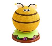 ZGUZMCMK et Corde de Jute avec Balles et Base Stable pour Faire Ses Griffes et Jouer, Convient Aux Chatons et Aux Chats Adultes, Abeille
