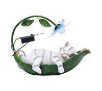 ZGUZMCMK Lanterne Solaire Suspendue en Résine, Figurine Animale, Lampe Décorative de Jardin avec Protection IP65 et Fonction D'économie D'énergie pour, Chat Blanc
