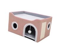 ZGUZMCMK Maison pour Chat Abri Douillet Intérieur Semi-Clos avec Griffoir Coussins Confortables Amovibles Double Face Montage sans Outil Rapide Adapt, Rose