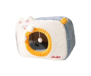 ZGUZMCMK Maison pour Chat Lit pour Chat Maison Fermée Tente pour Chat Coussin Douillet Matériaux Chauffants Convient Aux Animaux D'Intérieur Animaux, Bleu XL