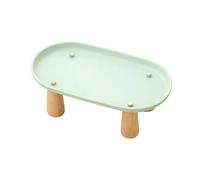 ZGUZMCMK Mangeoire Élevée Support Bol Réhausseur Gamelle Nourriture Eau Pieds Bois Nettoyage Simple Adapté Aux Chats Petits Chiens Espace Domestique, Vert 24cmx13cm