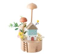 ZGUZMCMK Ornement Bureau Miniature Rustique Décoration D'étagère Échelle Fleurs Stable Champignon en Bois pr Enseignan, Lecture Lecture, Bleu