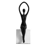 ZGUZMCMK Sculpture Figure Humaine Assise Abstraite Épuré Figurine Épuré Corps Étendu Calme Pièce Décorative Décoratif pr lon, Tablte, Meuble Télé, Noir